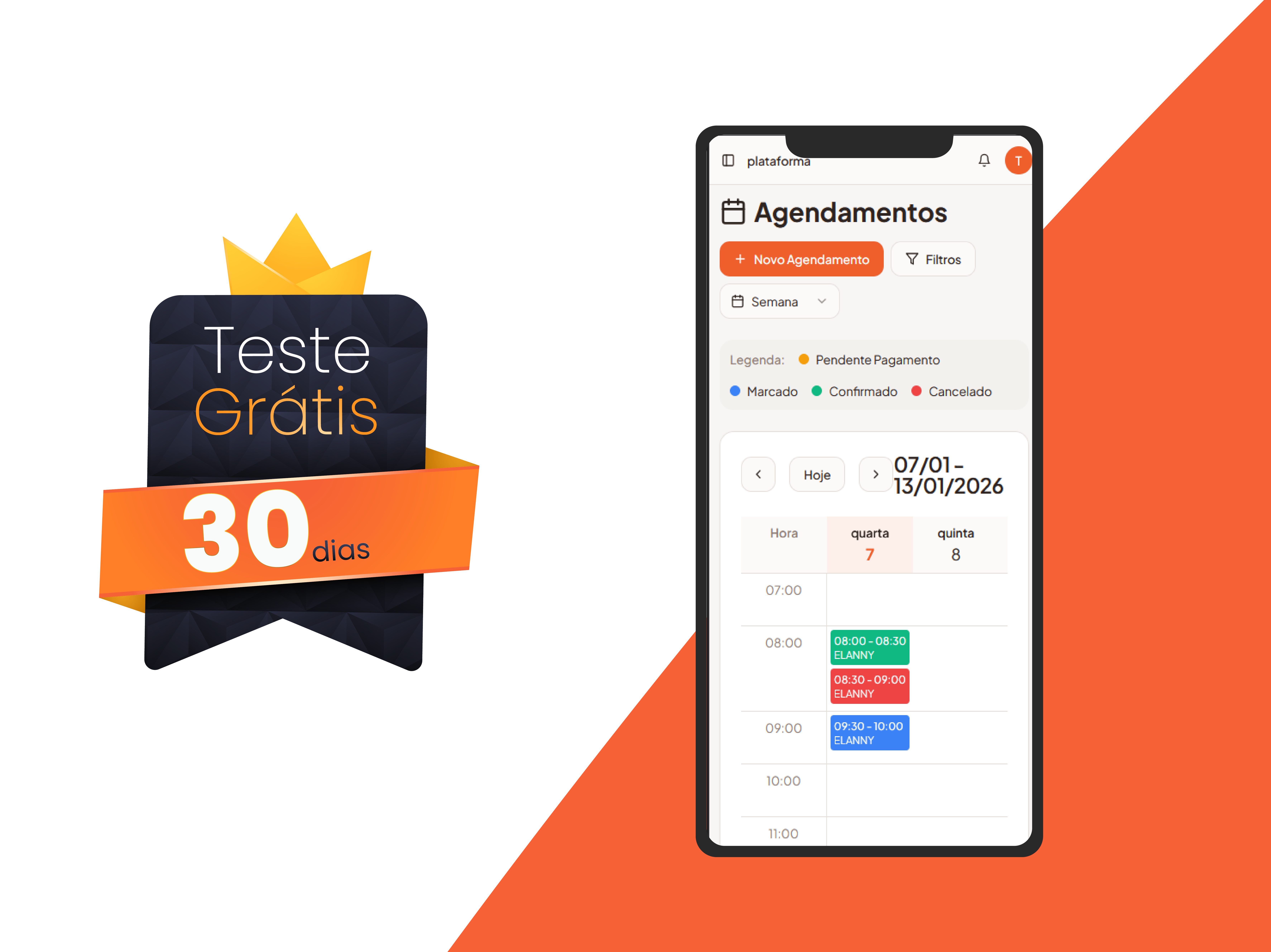 Agenda completa do ClickAgendamentos com os compromissos organizados